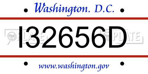 I32656D District Of Columbia License Plate