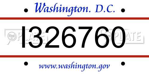 I326760 District Of Columbia License Plate