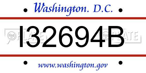 I32694B District Of Columbia License Plate
