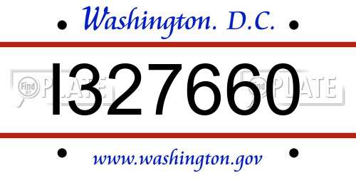 I327660 District Of Columbia License Plate
