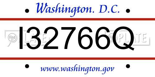 I32766Q District Of Columbia License Plate