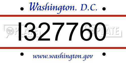 I327760 District Of Columbia License Plate