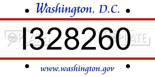 I328260 District Of Columbia License Plate