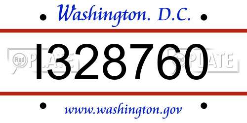 I328760 District Of Columbia License Plate