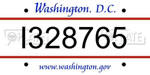 I328765 District Of Columbia License Plate