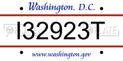 I32923T District Of Columbia License Plate