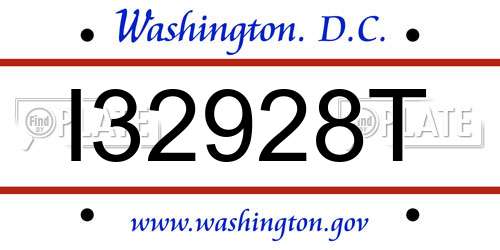 I32928T District Of Columbia License Plate