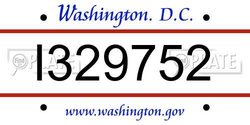 I329752 District Of Columbia License Plate