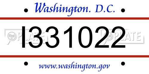 I331022 District Of Columbia License Plate