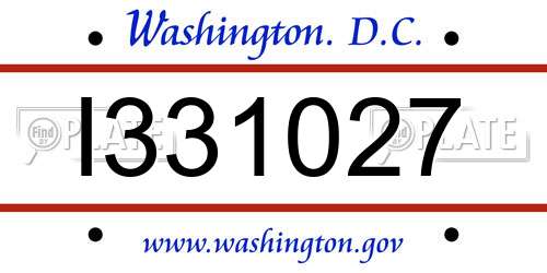 I331027 District Of Columbia License Plate