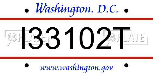 I33102T District Of Columbia License Plate