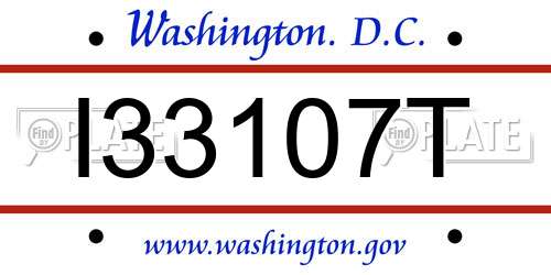 I33107T District Of Columbia License Plate