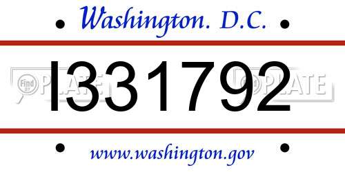 I331792 District Of Columbia License Plate