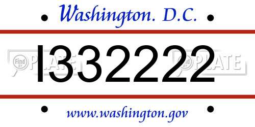 I332222 District Of Columbia License Plate
