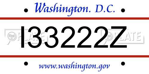 I33222Z District Of Columbia License Plate