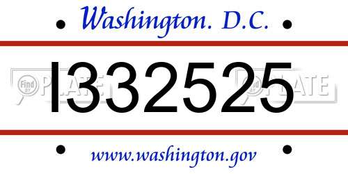 I332525 District Of Columbia License Plate