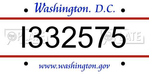 I332575 District Of Columbia License Plate