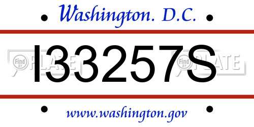 I33257S District Of Columbia License Plate