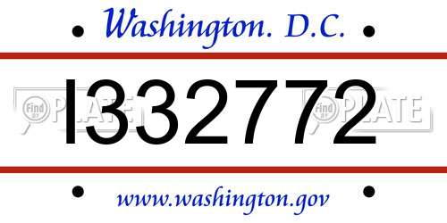 I332772 District Of Columbia License Plate