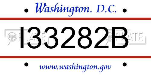 I33282B District Of Columbia License Plate