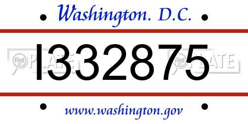 I332875 District Of Columbia License Plate