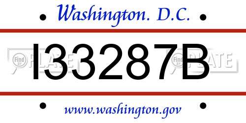 I33287B District Of Columbia License Plate