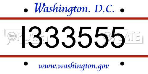 I333555 District Of Columbia License Plate