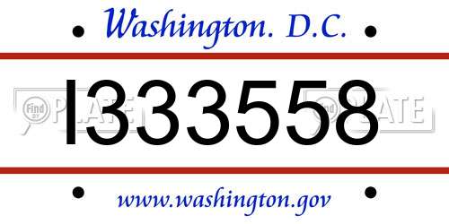 I333558 District Of Columbia License Plate