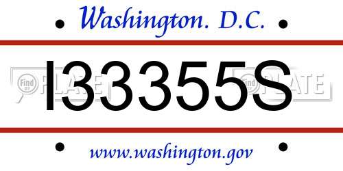 I33355S District Of Columbia License Plate