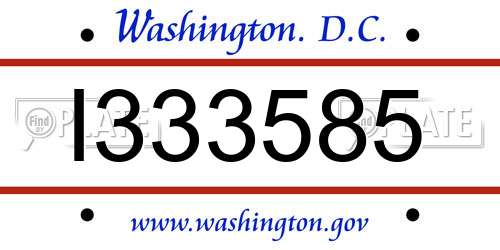 I333585 District Of Columbia License Plate