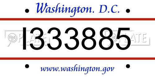 I333885 District Of Columbia License Plate