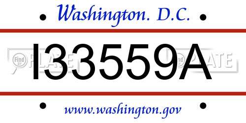 I33559A District Of Columbia License Plate