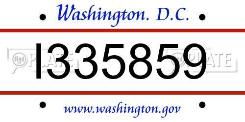 I335859 District Of Columbia License Plate