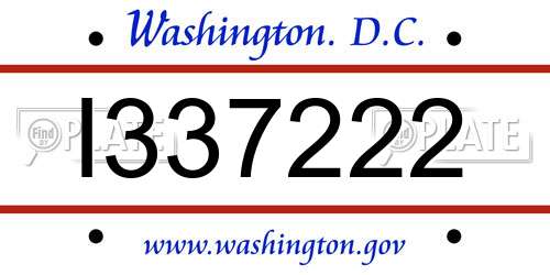 I337222 District Of Columbia License Plate