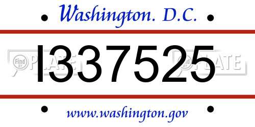 I337525 District Of Columbia License Plate
