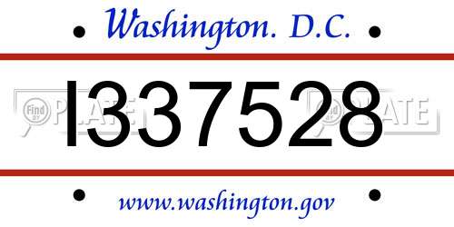 I337528 District Of Columbia License Plate