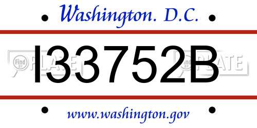 I33752B District Of Columbia License Plate