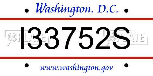 I33752S District Of Columbia License Plate