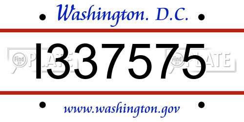 I337575 District Of Columbia License Plate