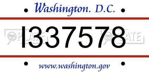 I337578 District Of Columbia License Plate