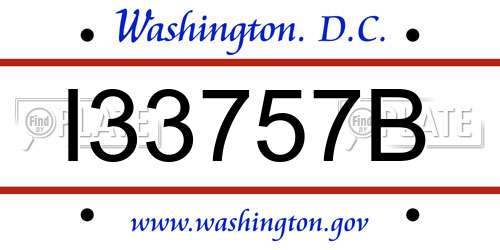 I33757B District Of Columbia License Plate