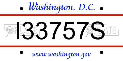 I33757S District Of Columbia License Plate