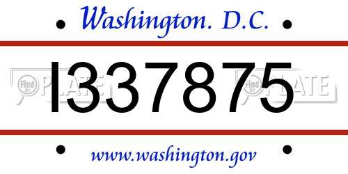 I337875 District Of Columbia License Plate
