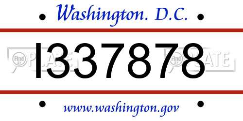 I337878 District Of Columbia License Plate