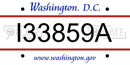 I33859A District Of Columbia License Plate