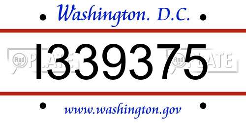I339375 District Of Columbia License Plate