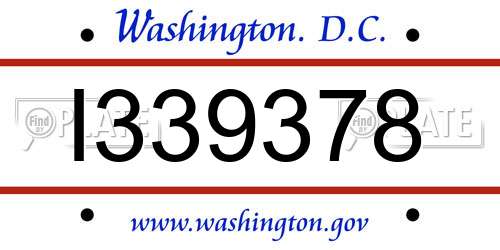 I339378 District Of Columbia License Plate