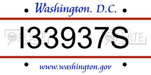 I33937S District Of Columbia License Plate