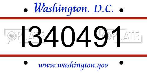 I340491 District Of Columbia License Plate