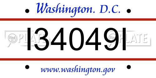 I34049I District Of Columbia License Plate